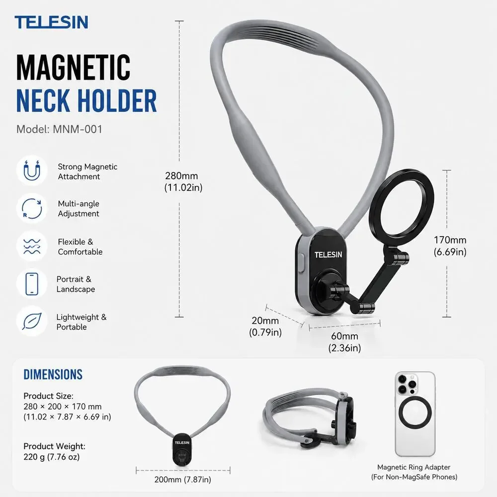 TELESIN, Magnetic Smartphone Neck Holder, Model MNM-001